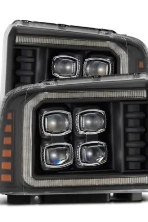 AlphaRex 05-07 Ford F250/350/450/550 Super Duty NOVA LED Proj HL Blk w/Actv Light & Seq Sig + SB DRL Affordable