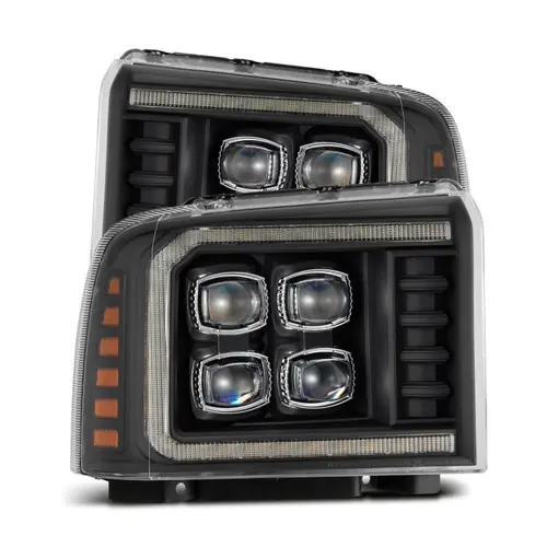 AlphaRex 05-07 Ford F250/350/450/550 Super Duty NOVA LED Proj HL Blk w/Actv Light & Seq Sig + SB DRL Affordable