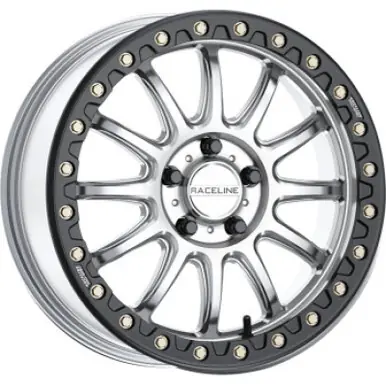 Order Now Raceline A14SB Alpha 17x7in/5x114.3 BP/40mm Offset/68mm Bore - Silver & Blk Ring Beadlock Wheel - A14SB-77037+40