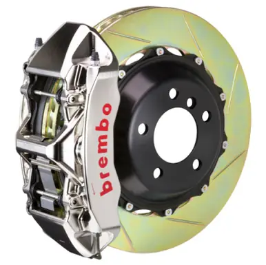 Premium Brembo 08-16 R8 4.2/5.2 (CC Brake Eqpt) Rr GTR BBK 6Pis Billet 380x32 2pc Rtr Slot Type1-Nickel - 2M2.9005AR