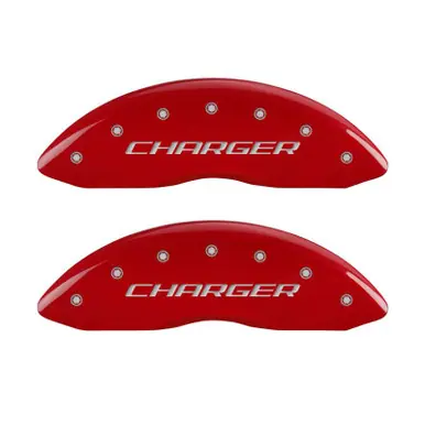 Special Offer MGP 4 Caliper Covers Engraved Front & Rear Block/Charger Red finish silver ch - 12005SCHBRD