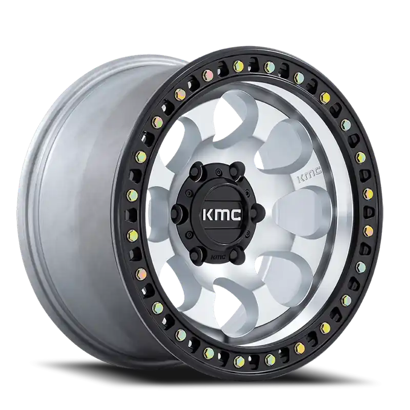 KMC Riot SBL KM550 DB 17x8.5 +10 6x139.7mm 106.1mm Machined Silver Satin Black Lip Grab Now