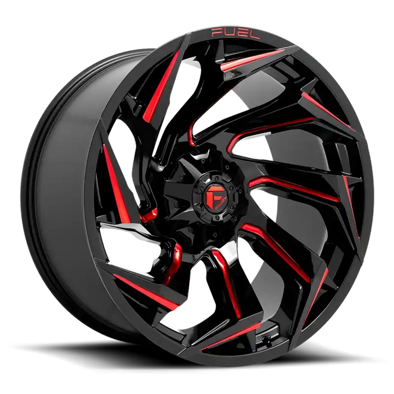Mega Sale Fuel Reaction D755 20x9 +20 6x135/6x139.7mm 106.1mm Gloss Black Milled-Red Tint
