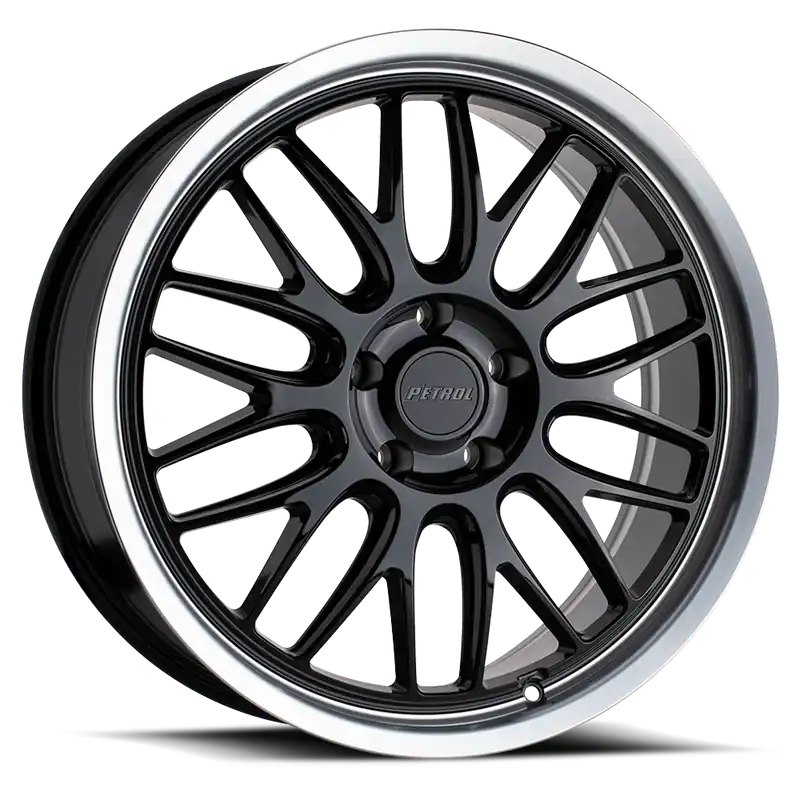 Best Seller Petrol P4C GBM 17x8 +40 5x112mm 66.6mm Gloss Black Machined Lip