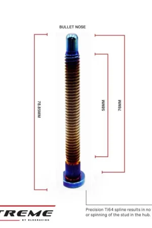 Same Day Shipping BLOX Racing Titanium Extended Wheel Studs M12X1.5mm 8Pcs Honda Fitment - Burnt