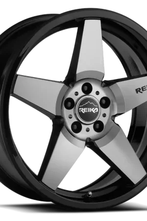 Reika Seeker R15 GBM 17x7 +15 5x100mm 65.1mm Black Machined Face Seasonal Sale