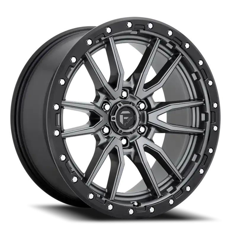 Fuel Rebel D680 18x9 -12 6x139.7mm 106.1mm Matte Gunmetal Black Bead Ring Discount