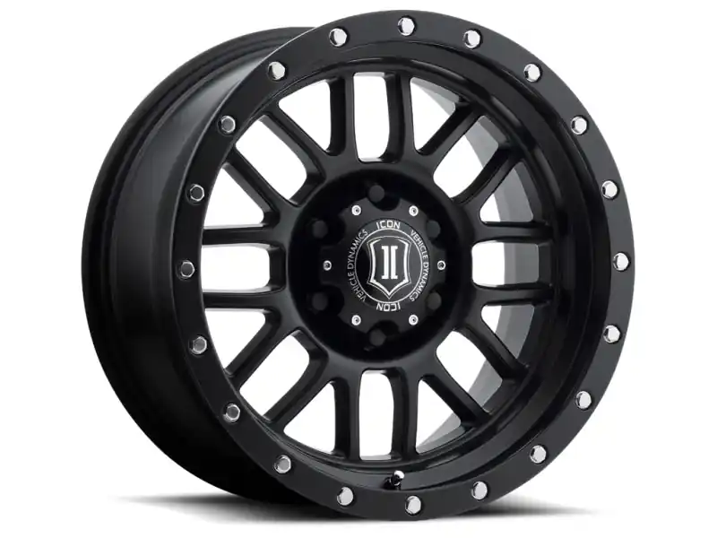 ICON Alpha 17x8.5 6x5.5 0mm Offset 4.75in BS 106.1mm Bore Satin Black Wheel Discount