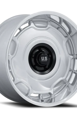 US Mags Arlington UC146SD 20x8.5 +1 6x139.7mm 106.1mm Silver Matte Black Center-DC Lip Mega Sale