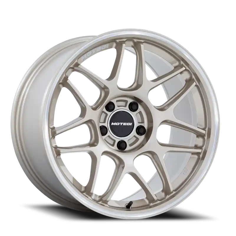 Motegi MR158 Tsubaki GD 18x8.5 +42 5x108mm 63.36mm Motorsport Gold Machined Lip Price Drop
