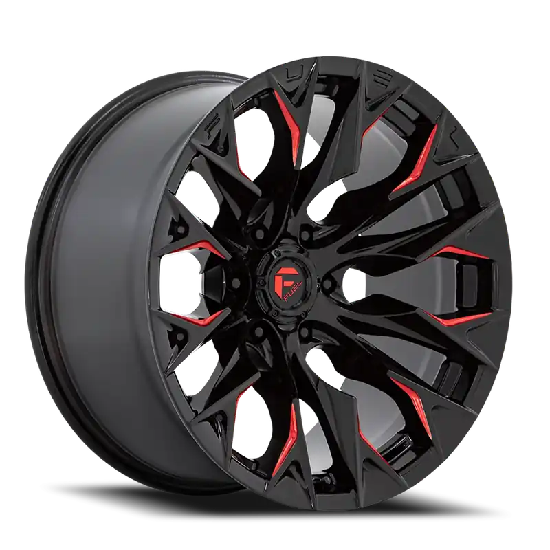 Discount Fuel Flame 6 D823 20x9 +1 6x135mm 87.1mm Gloss Black Milled Candy Red