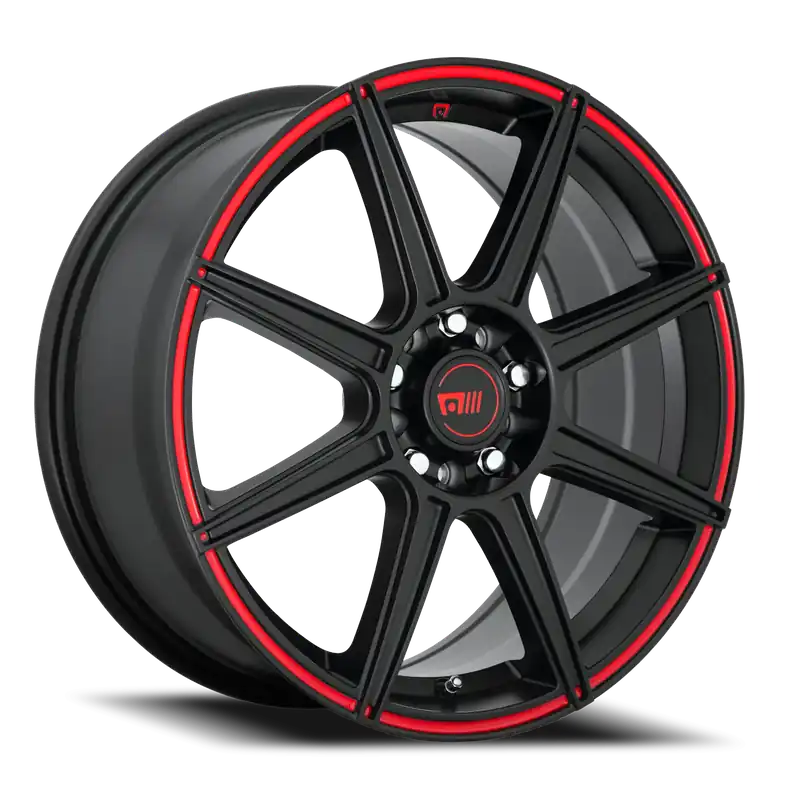 Motegi MR142 CS8 SBR 17x7 +40 5x108/5x114.3mm 72.6mm Satin Black Red Stripe Reduced Price