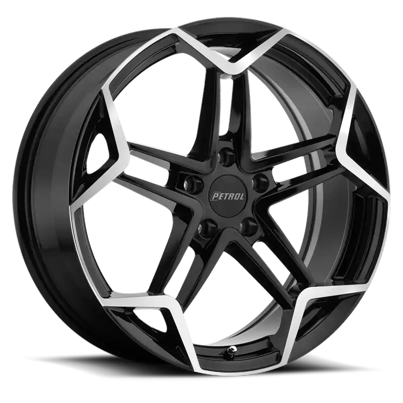 Handmade Petrol P1A GBM 19x8 +40 5x112mm 72.1mm Gloss Black Machined Cut Face