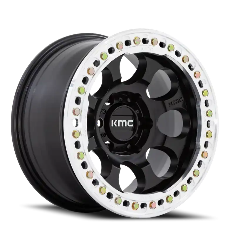 KMC Riot Beadlock KM237 SBM 17x8.5 +0 6x135mm 87.1mm Satin Black Machined Ring Free Shipping