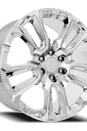 Fresh Stock Factory Reproductions FR 201 GM Split 5 Spoke Replica CH 22x9 +28 6x139.7mm 78.1mm Chrome