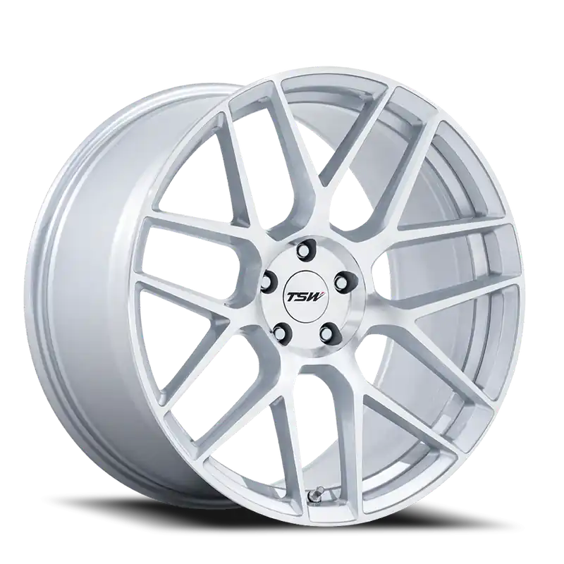 TSW Lasarthe SL 17x8 +45 5x112mm 66.56mm Gloss Silver Machined Direct From Factory