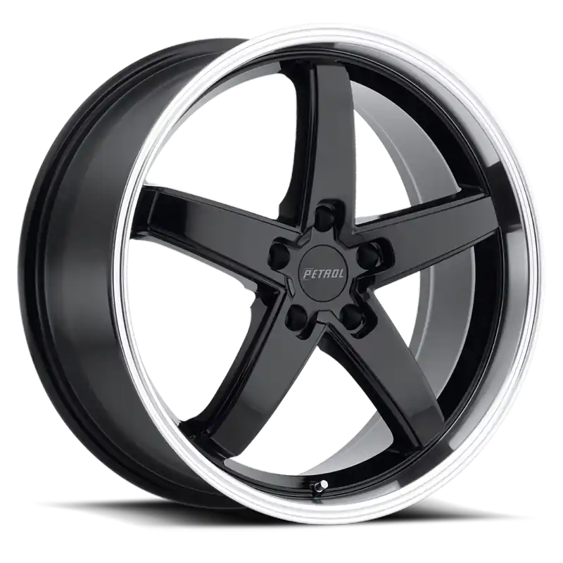 Petrol P1B GBM 19x8 +32 5x112mm 72.1mm Gloss Black Machined Cut Lip Affordable