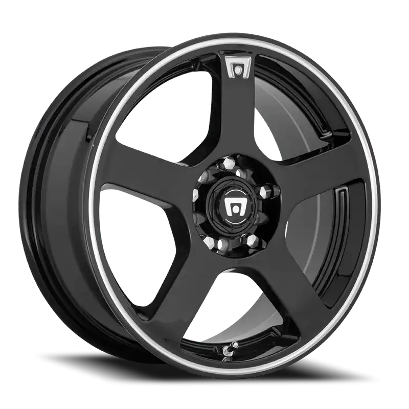 Genuine Motegi MR116 FS5 GBM 17x7 +40 5x100/5x114.3mm 72.6mm Gloss Black Machined Flange