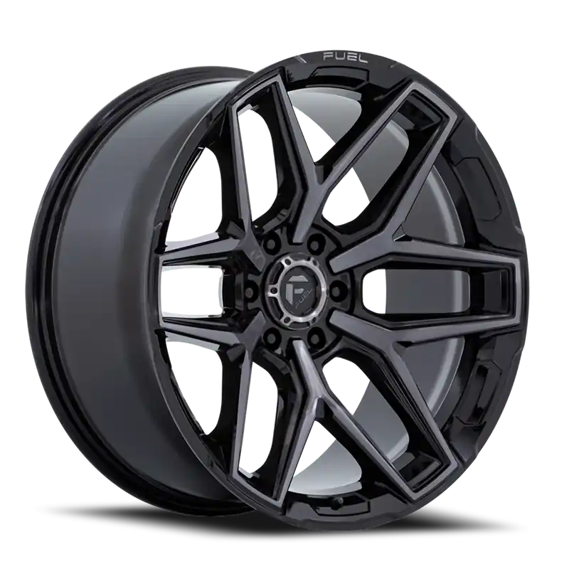 Fuel Flux 5 FC854BT 17x9 -12 5x127mm 71.5mm Gloss Black Brushed Gray Tint Limited Time