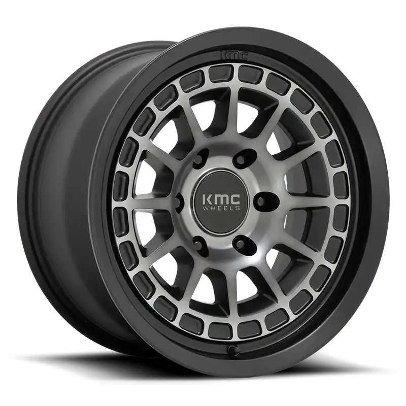 Fast Shipping KMC Canyon KM719 GY 17x8 +35 6x139.7mm 100.3mm Satin Black Gray Tint