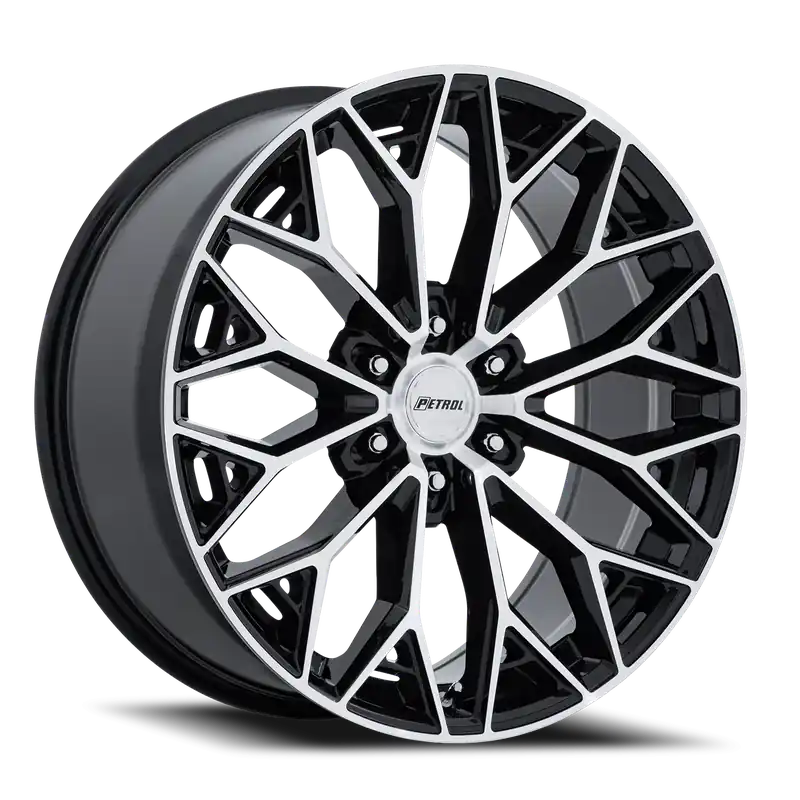 Exclusive Petrol P5E BD 22x9.5 +25 6x139.7mm 106.1mm Gloss Black Machined Face