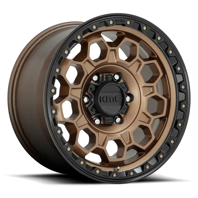 KMC Trek KM545 BRZ 17x8 +20 6x139.7mm 106.1mm Matte Bronze Black Lip Top Pick