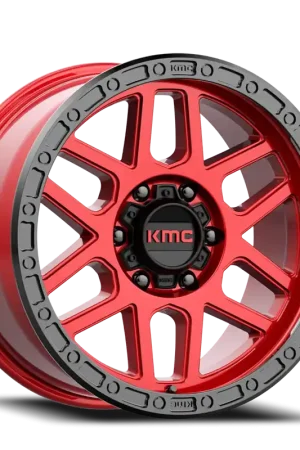 Crafted KMC Mesa KM544 RD 18x9 +18 6x114.3mm 66.1mm Candy Red Black Lip
