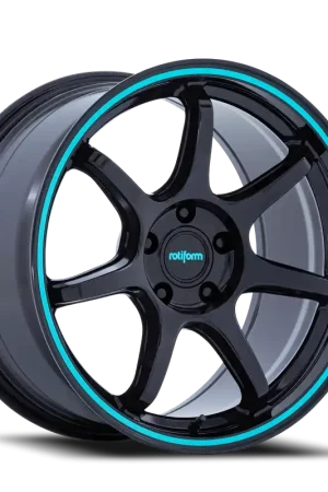 Rotiform BPU RC208BL 19x9.5 +38 5x114.3mm 72.56mm Gloss Black Teal Stripe Express Delivery