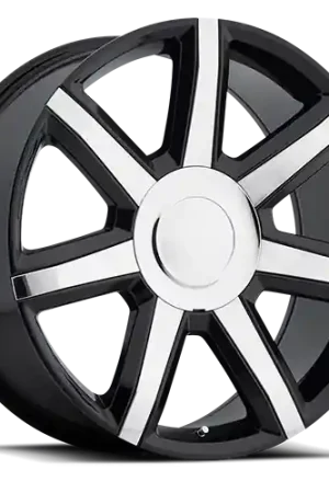 Factory Reproductions FR 56 Escalade Luxury Replica GBCI 24x10 +31 6x139.7mm 78.1mm Gloss Black Chrome Inserts Trending