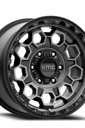 Fast Shipping KMC Trek KM545 GY 17x8 +20 6x139.7mm 106.1mm Satin Black Gray Tint
