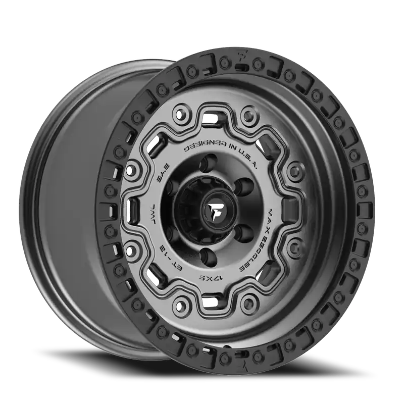 Fittipaldi Offroad Terra Series FT100 AB 17x9 -12 6x139.7mm 106.2mm Satin Anthracite Black Ring High Quality