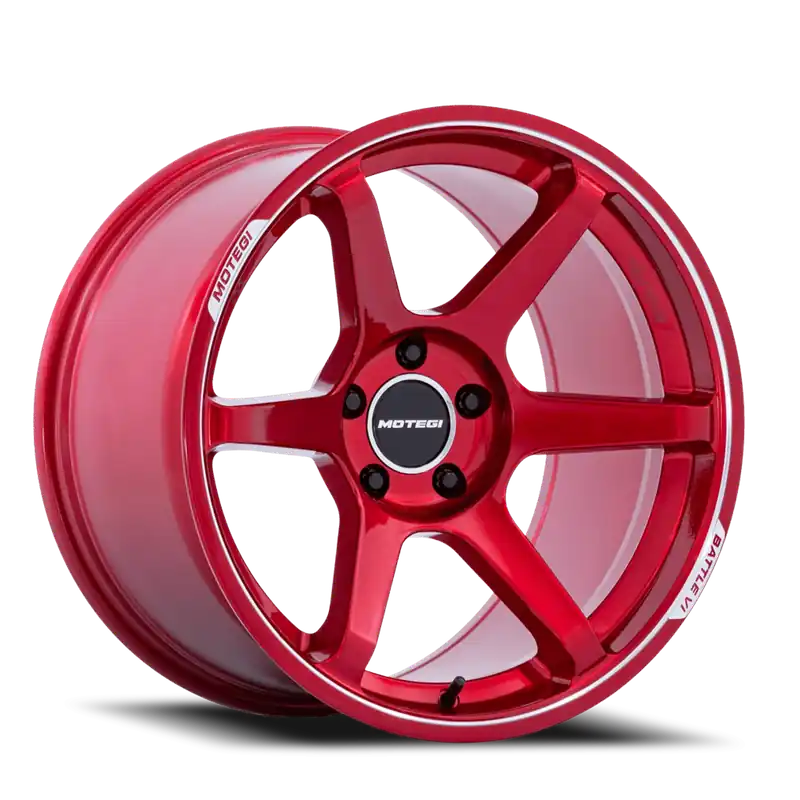 Motegi MR160 Battle VI QD 18x8.5 +22 5x114.3mm 72.56mm Cherry Red Metallic Machined Lip Time-Limited