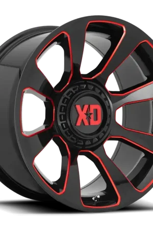XD Series Reactor XD854 GB-RT 20x9 +18 5x127/5x139.7mm 78.1mm Gloss Black Milled-Red Tint Editor’s Pick
