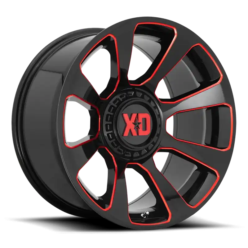 XD Series Reactor XD854 GB-RT 20x9 +18 5x127/5x139.7mm 78.1mm Gloss Black Milled-Red Tint Editor’s Pick