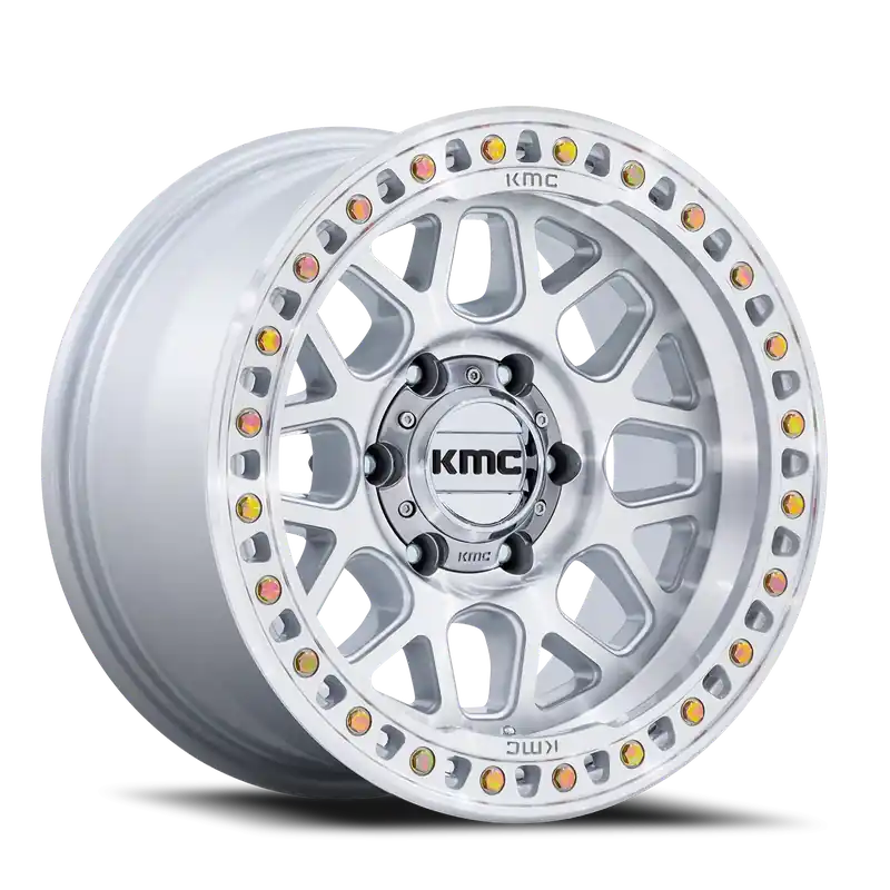 KMC GRS KM549 GSM 20x9 +18 8x180mm 124.2mm Gloss Silver Machined Face Best Price