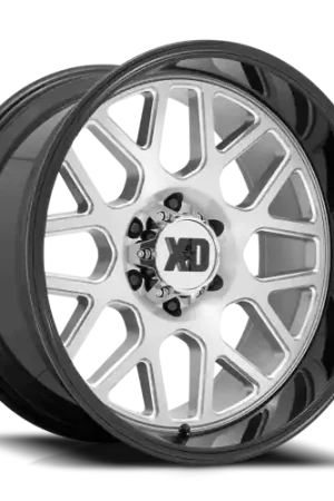 XD Series Grenade 2 XD849 SBL 20x10 -18 8x165.1mm 125.1mm Brushed Silver Milled-Gloss Black Lip Modern