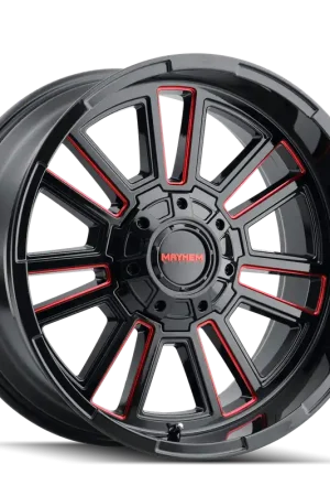 Limited Time Mayhem Apollo 8115 Gloss Black Milled Prism Red Milled 20x10 8x165.1 x19mm 125.2mm