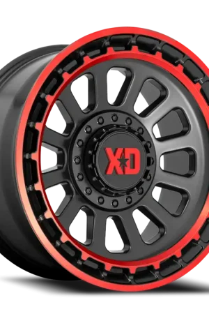 XD Series Omega XD856 SB-RT 20x10 -18 8x180mm 124.2mm Satin Black Machined Lip-Red Tint New Arrival