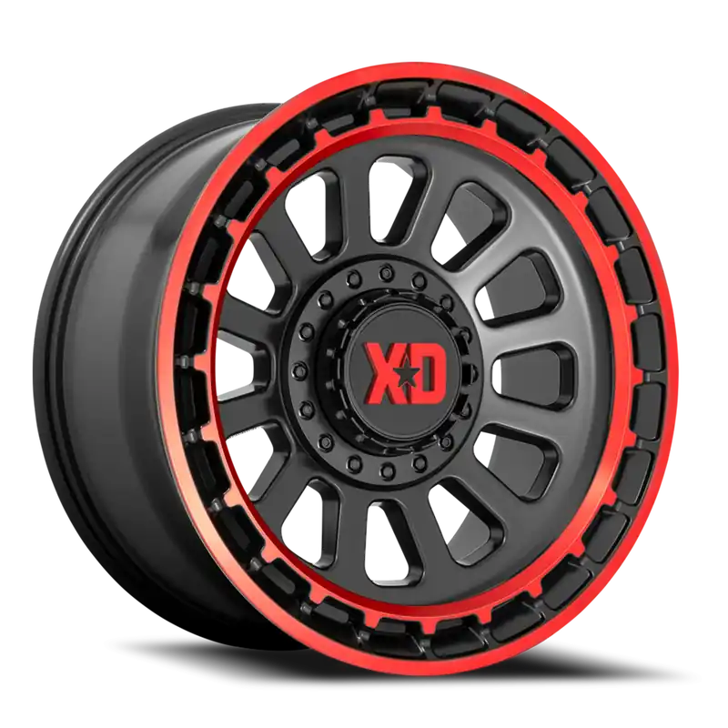 XD Series Omega XD856 SB-RT 20x10 -18 8x180mm 124.2mm Satin Black Machined Lip-Red Tint New Arrival