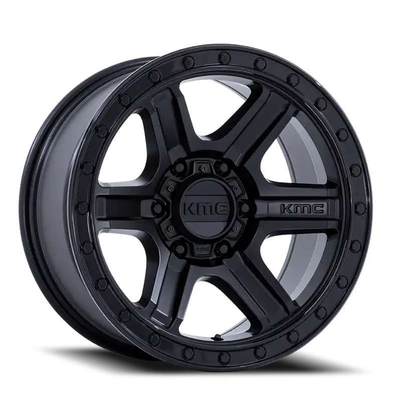 KMC Outrun KM551 MBGBL 17x8.5 +18 6x135mm 87.1mm Matte Black Gloss Black Lip Hassle-Free Returns