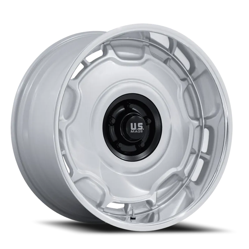 US Mags Arlington UC146SD 22x9 +15 6x139.7mm 106.1mm Silver Matte Black Center-DC Lip Hassle-Free Returns