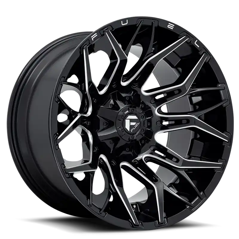 Fuel Twitch D769 22x10 -18 8x165.1mm 125.2mm Gloss Black Milled Authentic