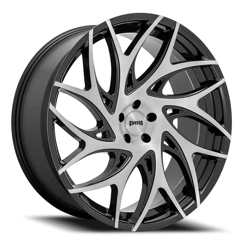 Popular DUB G.O.A.T. S260 24x10 +30 6x135mm 87.1mm Gloss Black Brushed Face-Dark Tint Spokes