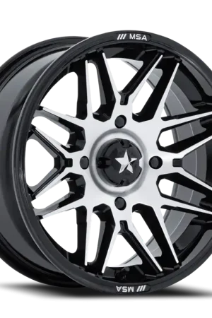 MSA Radar UTV M52 BD 15x7 +10 4x156mm 115.1mm Gloss Black Machined Face New Arrival